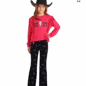 ROCK & ROLL DENIM GIRLS' RODEO PRINT CORDUROY BOOTCUT JEANS
